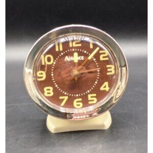 Vintage Advance Wind Up Table Travel Large Numbers Clock Alarm Tested Works
